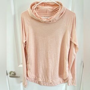 ATHLETA Blush pink cowl sweatshirt thumb holes butter soft EUC NWOT